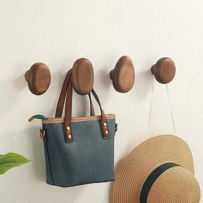 Pebble-Shaped Wooden Pegs 4-Piece Storage Organizer Set Natural Finish for Entryway Bathroom Bedroom Kitchen Minimalist Decor