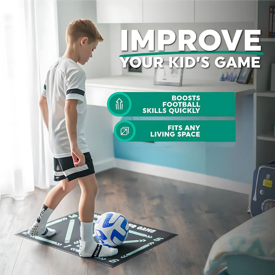 Soccer Skills Training Mat 35 in × 24 in Indoor Footwork Dribbling Practice Set Ball Control Exercises Youth Home Drills Anti-Slip Socks