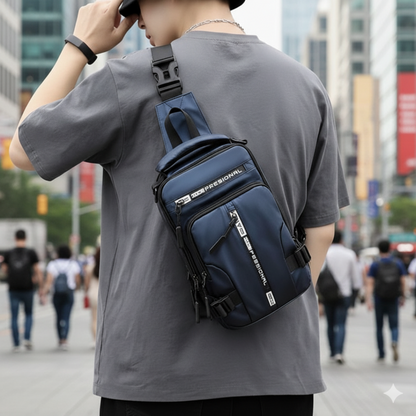 Crossbody Sling Bag with Anti-Theft Hidden Zippers & USB Charging Port – Water-Resistant Nylon Daypack for Travel, Commute & Everyday Carry
