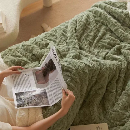 Reversible Sherpa Fleece Blanket Plush Microfiber Winter Throw for Bed Couch Queen King Twin Soft Warm Double-Sided Lightweight Machine