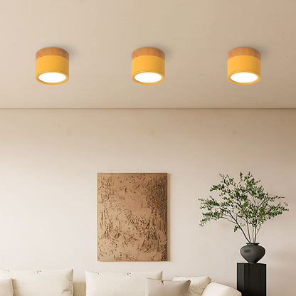 Round LED Flush Mount Light Fixture Wood Accent Aluminum 5W 7W for Entryway Bedroom Kitchen Hallway Ceiling Lamp Modern Minimalist Scandinav