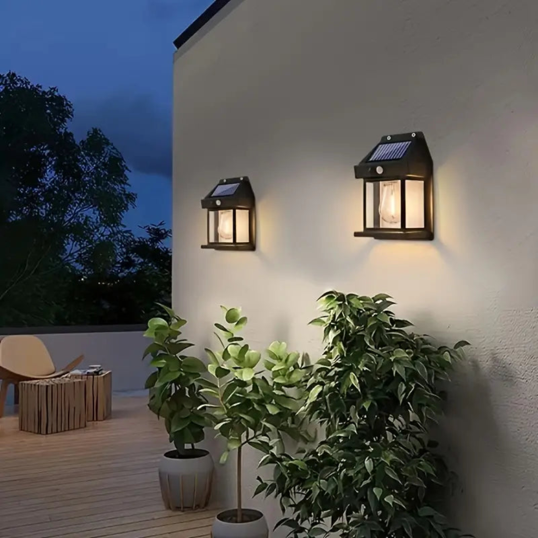 Solar Motion Sensor Wall Light for Outdoor Garden & Patio - Wireless LED Lantern with Auto-On Dusk to Dawn Sensor