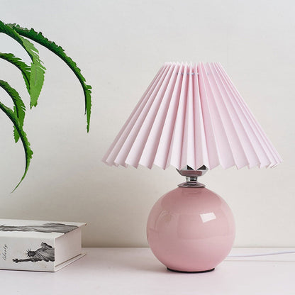 Ceramic Table Lamp with Fabric Shade – Modern Accent Lighting for Bedroom, Living Room & Home Office