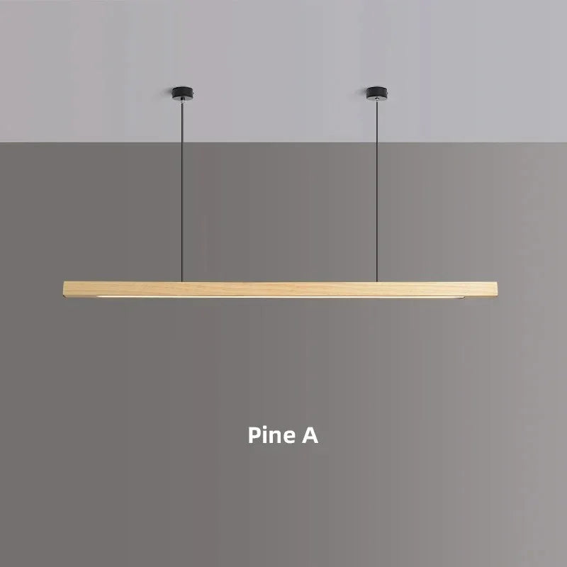 Linear Wood Hanging Light for Kitchen Island & Dining Table – Adjustable LED Ceiling Fixture in Pine or Walnut, 31-71 in Wide, Dimmable Opti