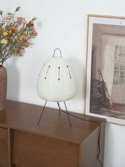 Handcrafted Paper Shade Accent Lamp 10 in Wide Warm Glow LED Bedside Nightlight for Bedroom Office Desktop Reading Nook Minimalist Japanese