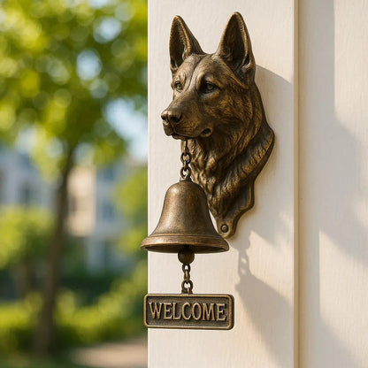Rustic Welcome Bell | German Shepherd Design with Artisan Craftsmanship | Perfect Accent for Home Decor