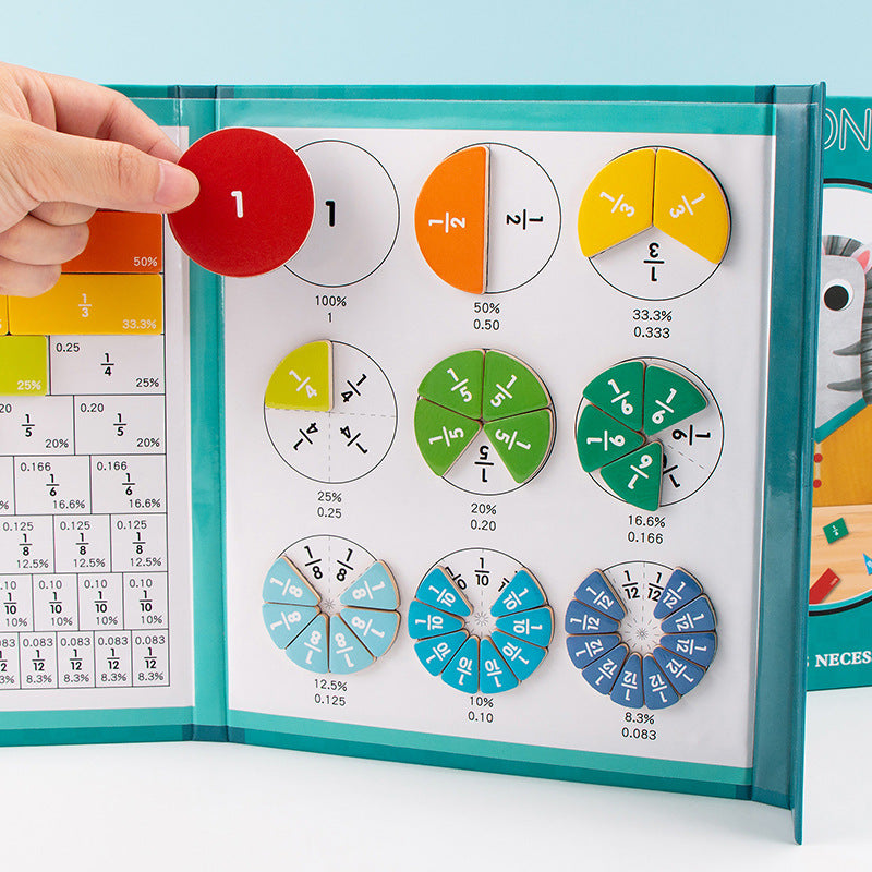 Interactive Fraction Learning Board with Magnetic Pieces for Kids Math Practice Home School Classroom Teaching Aid