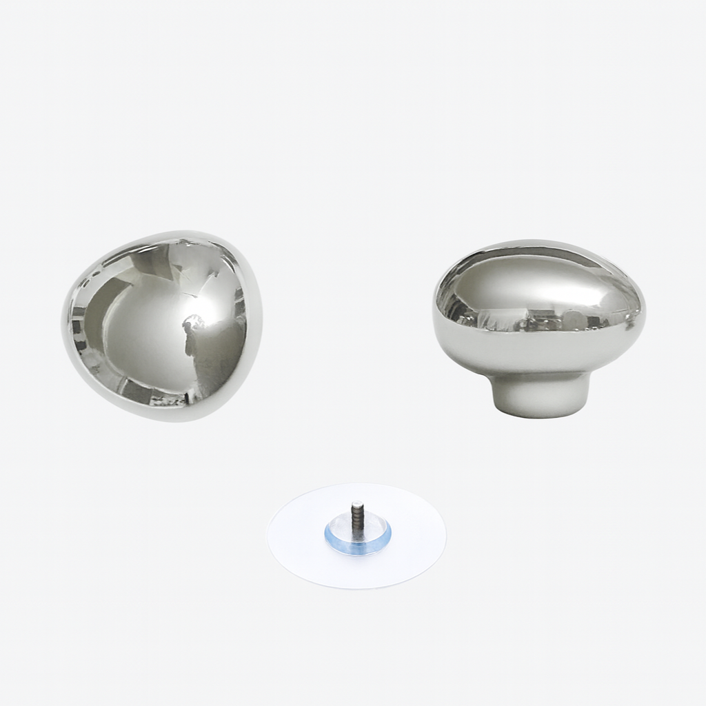 Ceramic Wall Hooks for Bathroom 2.3 inch Silver Chrome Teardrop Towel Robe Hanger Adhesive or Screw Mount for Kitchen Entryway 2-Pack Organi