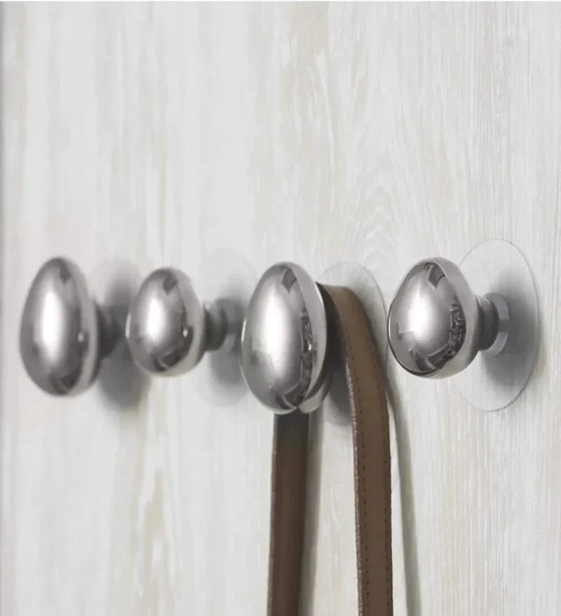 Ceramic Wall Hooks for Bathroom 2.3 inch Silver Chrome Teardrop Towel Robe Hanger Adhesive or Screw Mount for Kitchen Entryway 2-Pack Organi