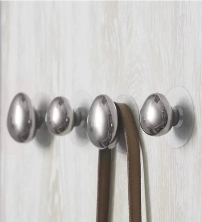 Ceramic Wall Hooks for Bathroom 2.3 inch Silver Chrome Teardrop Towel Robe Hanger Adhesive or Screw Mount for Kitchen Entryway 2-Pack Organi