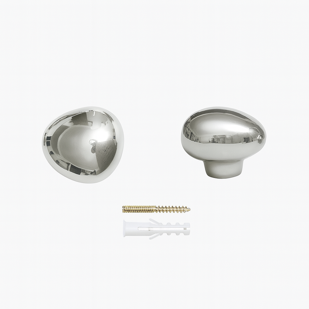 Ceramic Wall Hooks for Bathroom 2.3 inch Silver Chrome Teardrop Towel Robe Hanger Adhesive or Screw Mount for Kitchen Entryway 2-Pack Organi