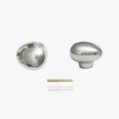 Ceramic Wall Hooks for Bathroom 2.3 inch Silver Chrome Teardrop Towel Robe Hanger Adhesive or Screw Mount for Kitchen Entryway 2-Pack Organi