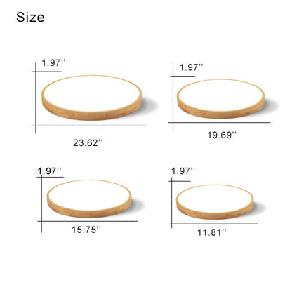 Slim Profile Round Wood Ceiling Light Fixture with Integrated LED – Modern Flush Mount in Natural Beige Finish for Bedroom, Living Room &