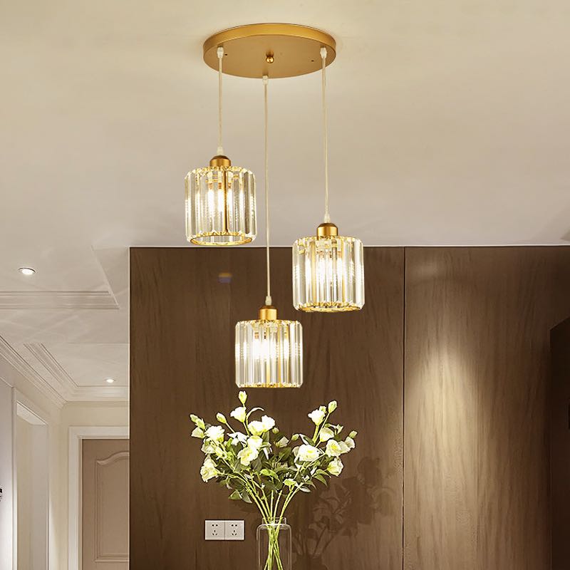 Modern Metal & Glass Pendant Light – Adjustable Cord – Black or Gold Finish for Dining Room & Living Room