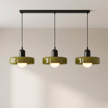 3-Light Geometric Glass Pendant Chandelier – Adjustable Height Statement Fixture for Dining Room, Kitchen Island & Bar | Modern Art Deco