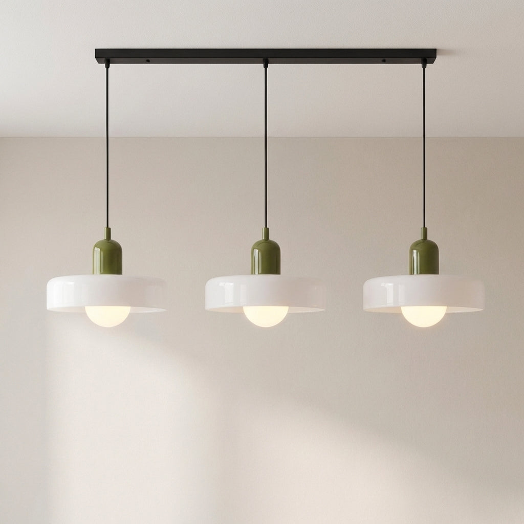 3-Light Geometric Glass Pendant Chandelier – Adjustable Height Statement Fixture for Dining Room, Kitchen Island & Bar | Modern Art Deco