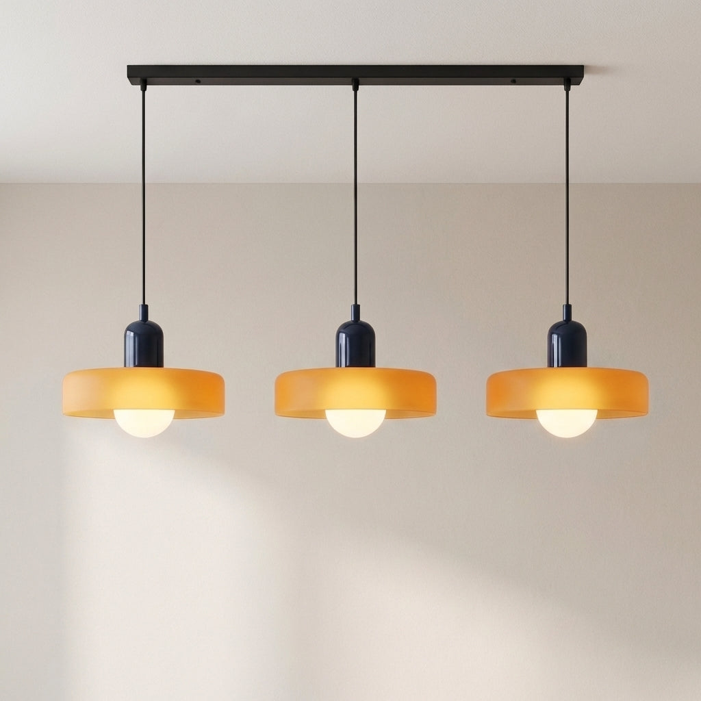3-Light Geometric Glass Pendant Chandelier – Adjustable Height Statement Fixture for Dining Room, Kitchen Island & Bar | Modern Art Deco