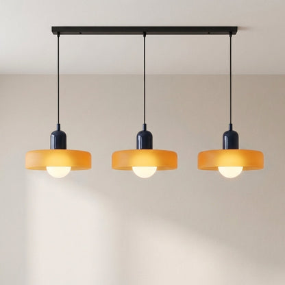 3-Light Geometric Glass Pendant Chandelier – Adjustable Height Statement Fixture for Dining Room, Kitchen Island & Bar | Modern Art Deco
