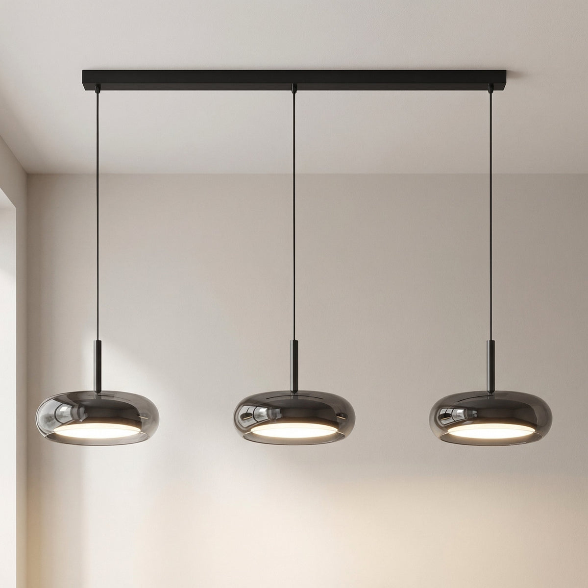 Triple-Light Kitchen Pendant Lamp – Adjustable Modern Fixture with Glass Shades for Island, Dining & Breakfast Nook