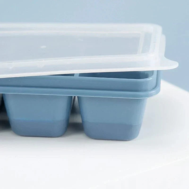 Stackable Freezer Ice Tray Set – 6-Cube Covered Molds for Water, Juice & More (3-Pack)