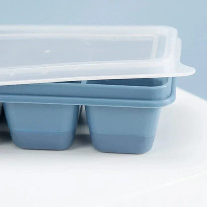 Stackable Freezer Ice Tray Set – 6-Cube Covered Molds for Water, Juice & More (3-Pack)
