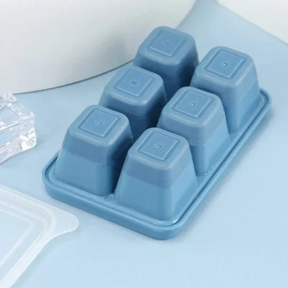 Stackable Freezer Ice Tray Set – 6-Cube Covered Molds for Water, Juice & More (3-Pack)
