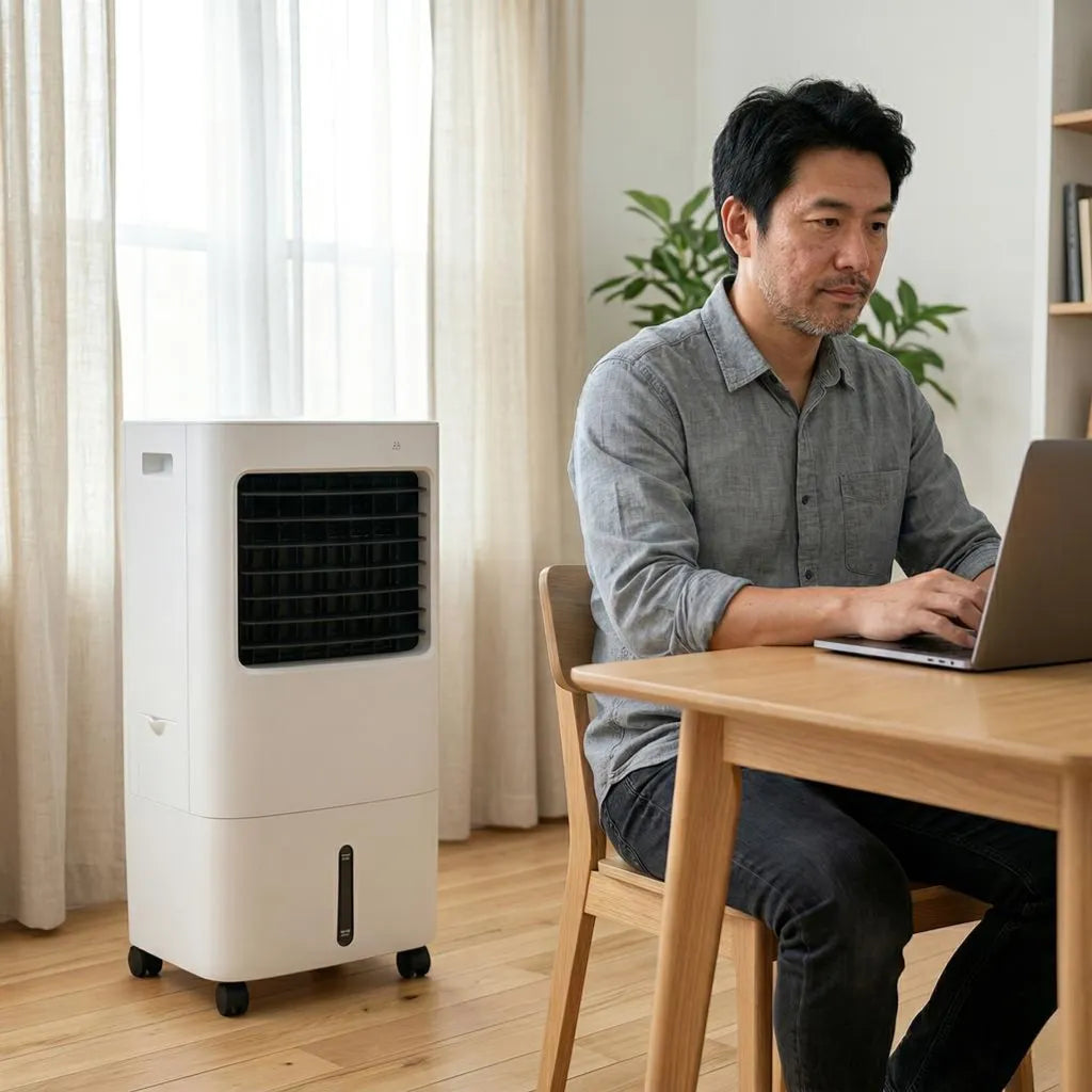 Evaporative Air Cooler 5.3 Gal Tank Portable Indoor Fan with Remote 4 Speed 3 Mode Timer for Bedroom Living Room Office