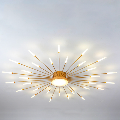 Starburst Dimmable LED Ceiling Light Flush Mount Black Gold Metal Acrylic Indoor Modern Fixture for Bedroom Living Room Dining Room