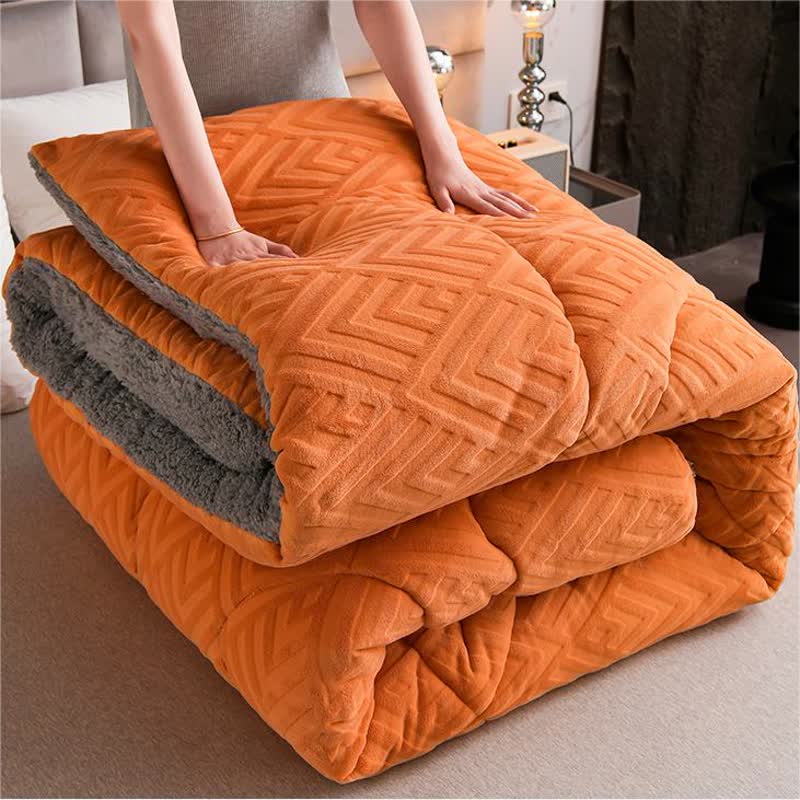 Sherpa Fleece Throw Blanket Quilted Winter Bedspread Soft Plush Heavyweight Comforter for Bed Couch Sofa Twin Full Queen King