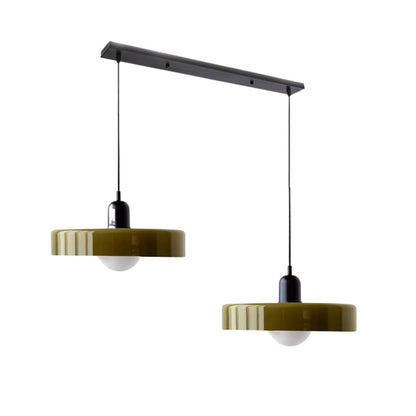 Dual-Shade Glass Hanging Light Fixture G9 Socket 14 Inch Ceiling Mount for Kitchen Island Dining Table Living Room Modern Overhead Lighting