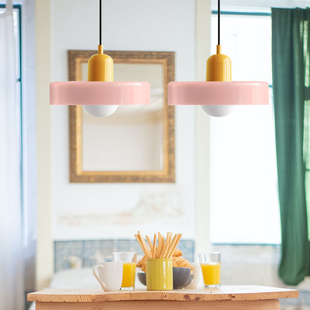 Dual-Shade Glass Hanging Light Fixture G9 Socket 14 Inch Ceiling Mount for Kitchen Island Dining Table Living Room Modern Overhead Lighting