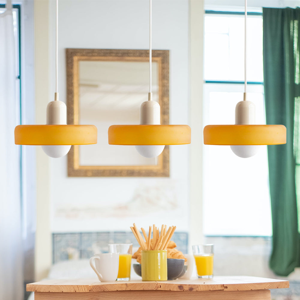 Glass Pendant Lamp 12 Inch Adjustable Height Ceiling Fixture for Bedrooms Nightstands Modern Minimalist Nordic Hanging Light E27 Socket for