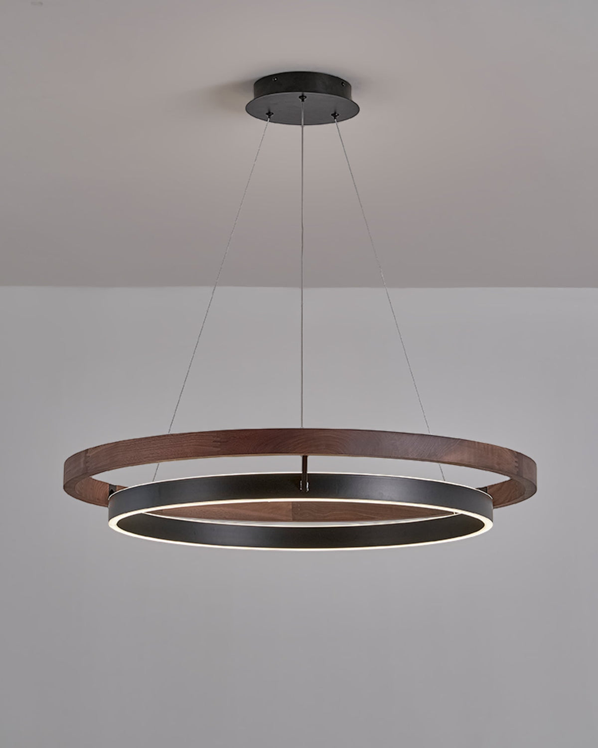 Circular Wood Ring Chandelier with LED Lighting 24-47 Inches Adjustable Height Farmhouse Dining Room Kitchen Island Ceiling Fixture