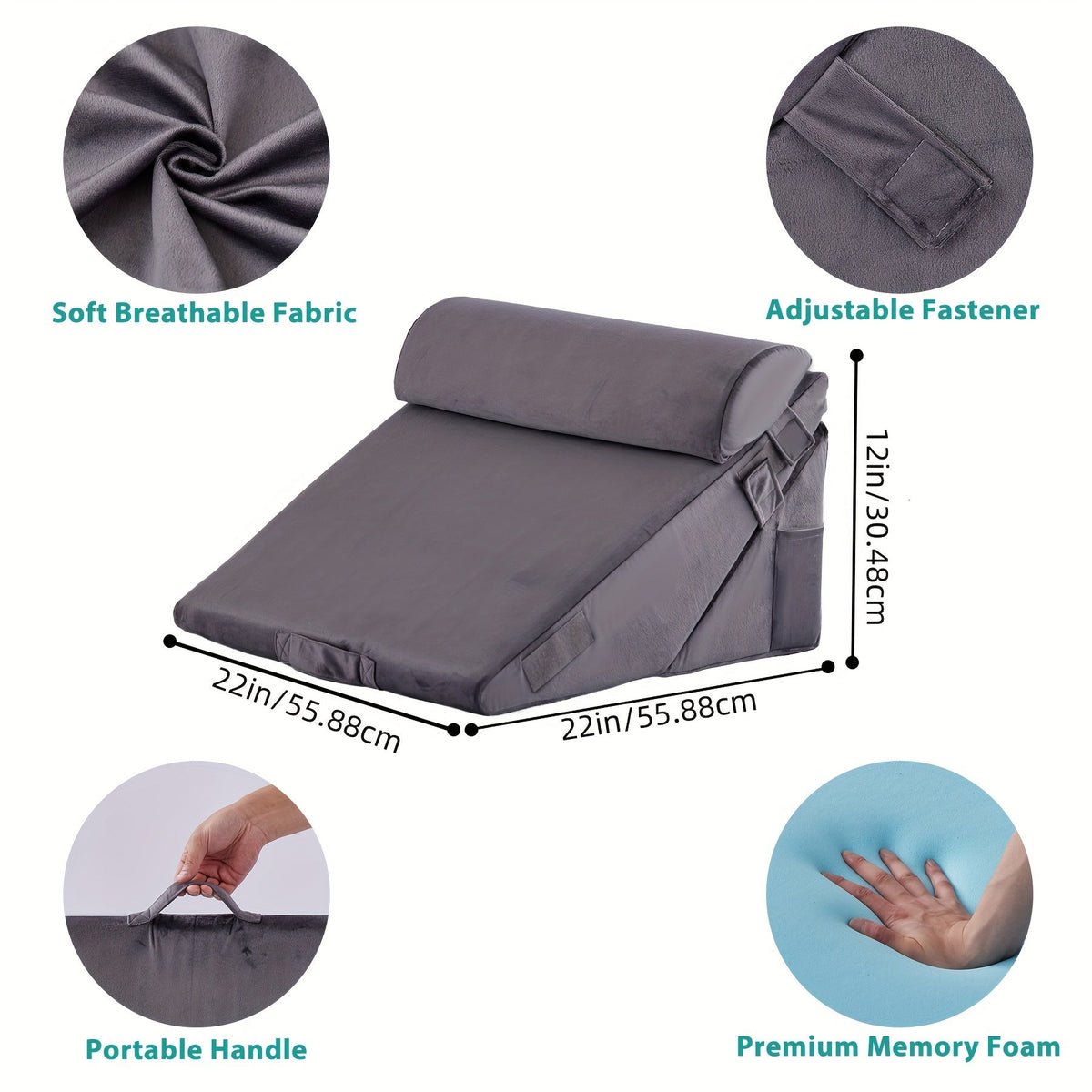 Adjustable Wedge Pillow for Bed – Leg, Back & Knee Support for Sleep & Recovery