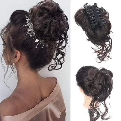 Curly Hair Bun Extension for Natural Volume - Clip-In Style