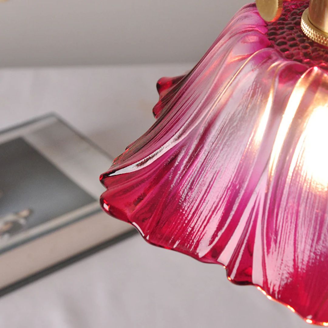 Fluted Glass Hanging Light 11-Inch Shade Burgundy Adjustable Drop Cord E27 Socket for Kitchen Island Dining Area Hallway Above Table Counter