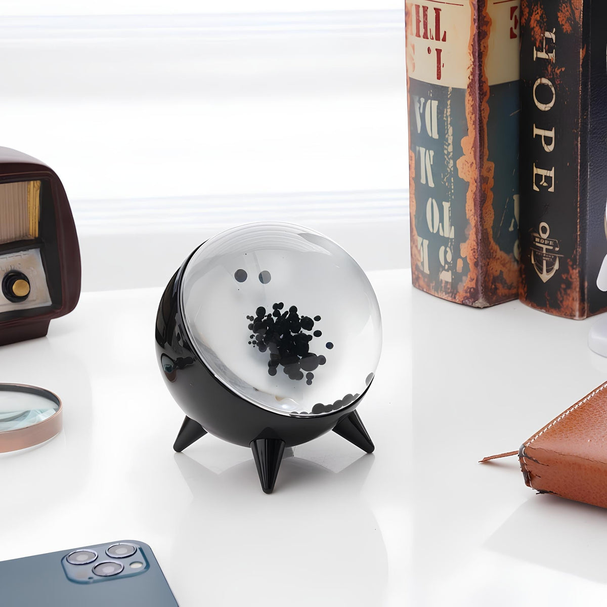 Magnetic Liquid Audio Visualizer Bluetooth Speaker with Interactive Ferrofluid Motion Glass Display for Desk Home Office Gaming Room Ambient