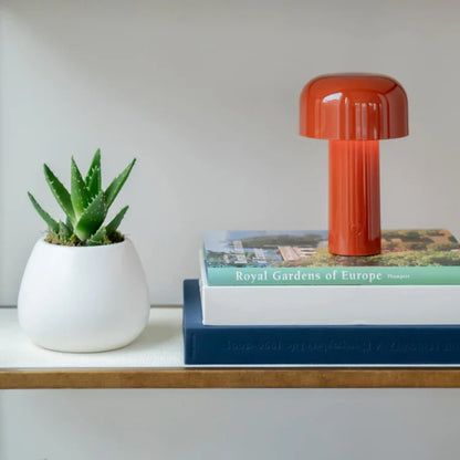 Cordless Mushroom Table Lamp with Touch Dimmer & USB-C Rechargeable Battery for Bedroom, Desk & Outdoor