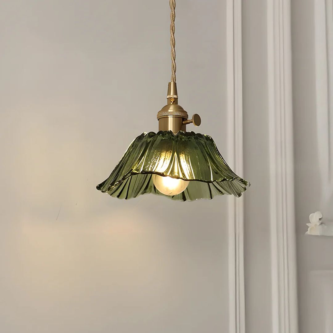 Fluted Glass Hanging Light 11-Inch Shade Burgundy Adjustable Drop Cord E27 Socket for Kitchen Island Dining Area Hallway Above Table Counter