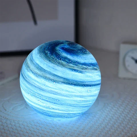 3D Lunar Sphere Desk Lamp with Remote Control 16 Color LED Orb Light for Bedroom Nightstand Living Room Home Decor Gift