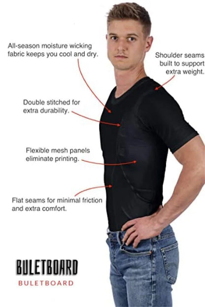 Dual-Pocket Compression Shirt for Ambidextrous Concealed Carry with Built-In Holsters for Men and Women