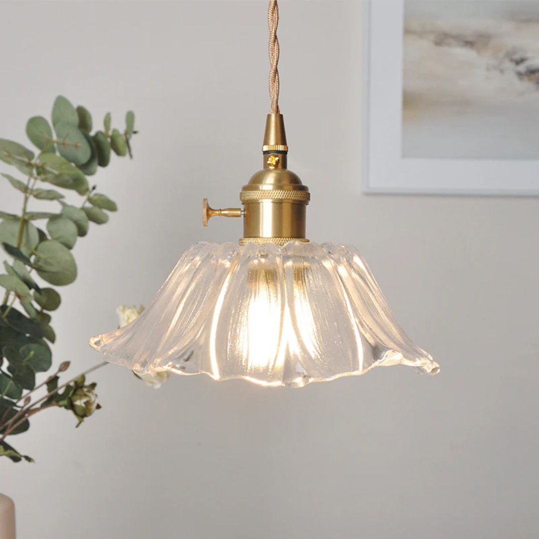 Fluted Glass Drop Ceiling Fixture 11 in Burgundy Shade Gold Hardware E27 Socket for Kitchen Island Entryway Ambient Overhead Illumination