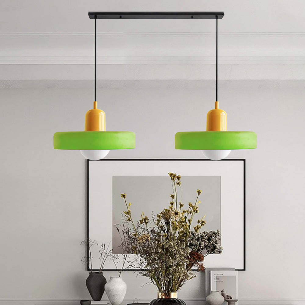 Dual-Shade Glass Hanging Light Fixture G9 Socket 14 Inch Ceiling Mount for Kitchen Island Dining Table Living Room Modern Overhead Lighting