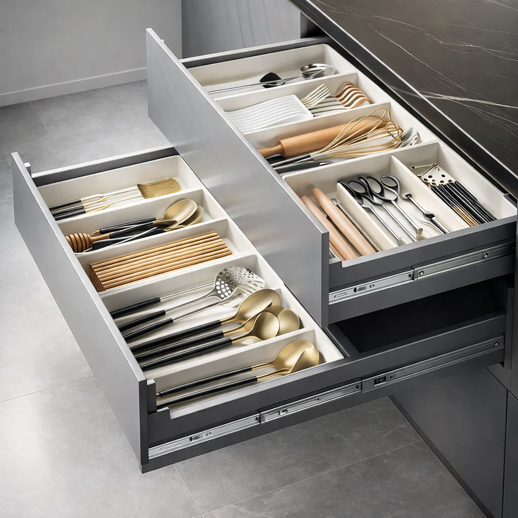 Expandable Drawer Divider Tray for Kitchen Utensils Bathroom Cosmetics Office Supplies Adjustable Compartment Insert for Home Organization