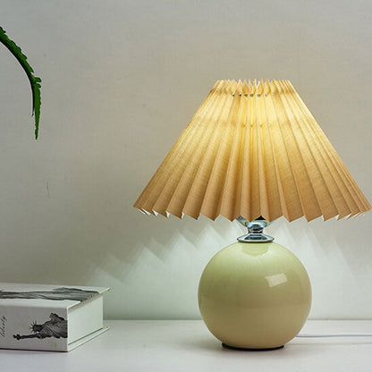 Ceramic Accent Lamp with Fabric Shade 11x9.5 in E26 Socket for Nightstand Desk Study Room Reading Light Modern Home Decor