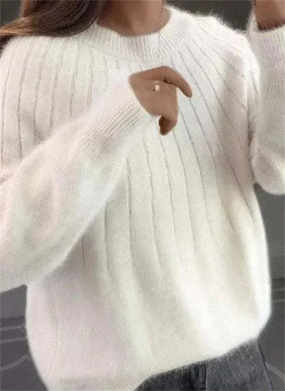 Luxe Cashmere Knit Sweater for Women – Soft Pullover Top for Fall & Winter, Versatile Everyday Layering Piece