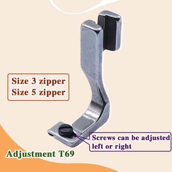 Adjustable Zipper Foot for Sewing Machines – Invisible Zip Presser Foot Attachment for Size 3 & 5 Zippers | Compatible with Most Home Models