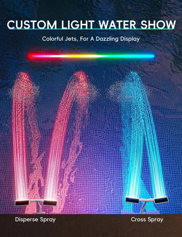 Vibrant Solar Pool Fountain with RGB LED Lights & Remote Control | Dual Arch Design for Stunning Night Displays