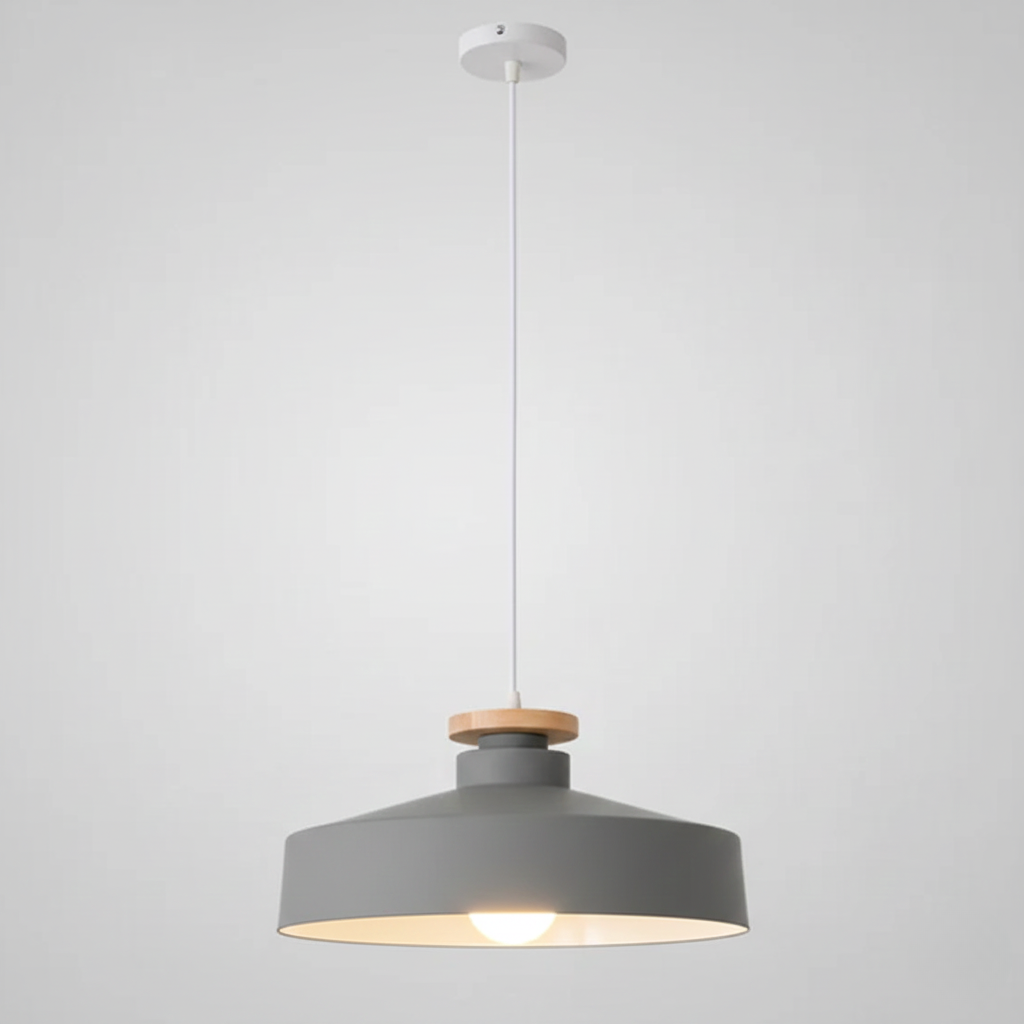 Scandinavian Wood Pendant Light Fixture for Dining Room, Kitchen & Living Room – Minimalist Ceiling Lamp with E27 Socket in Multiple