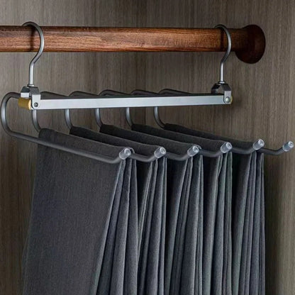 Multi-Tier Closet Hanger for Pants Storage 6-Level Rotating Hook Space Organizer for Jeans Slacks Scarves 14 in Wide Lightweight Aluminum Ra